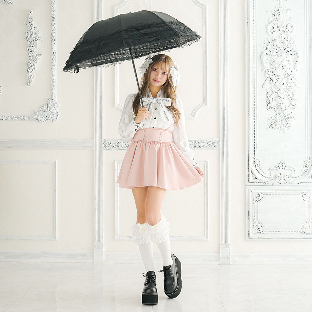 晴雨兼用UVカット レディースゴージャスフリル折り畳み姫系日傘