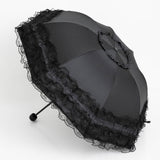 晴雨兼用UVカット レディースゴージャスフリル折り畳み姫系日傘