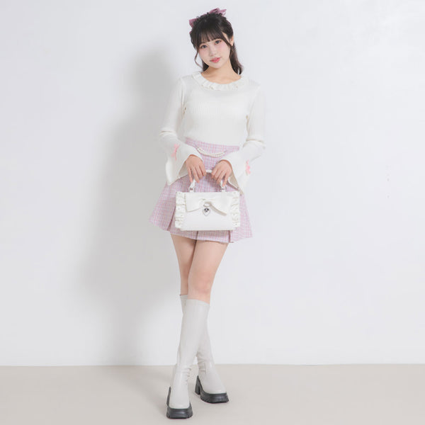 ビッグリボンフリルビジューバッグ