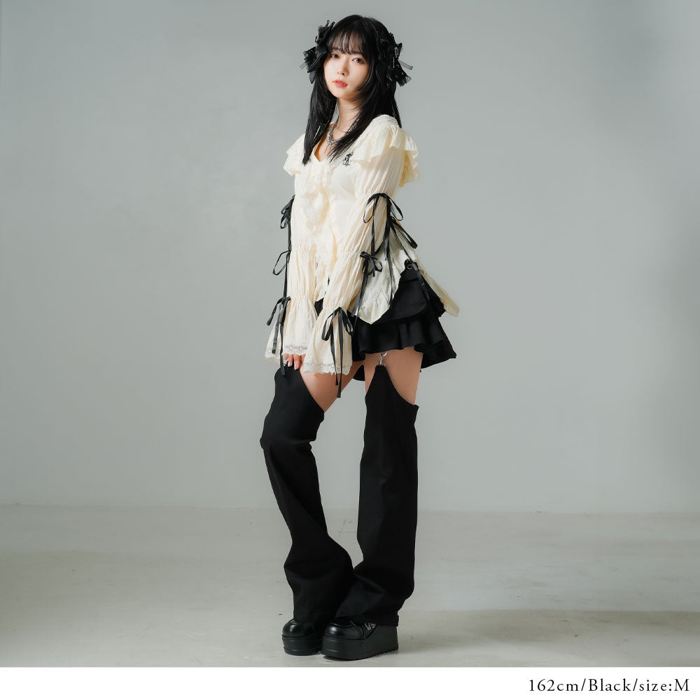 Redvelvetスルギ着用 bonnaeシアーレースアップブラウス バレエコア