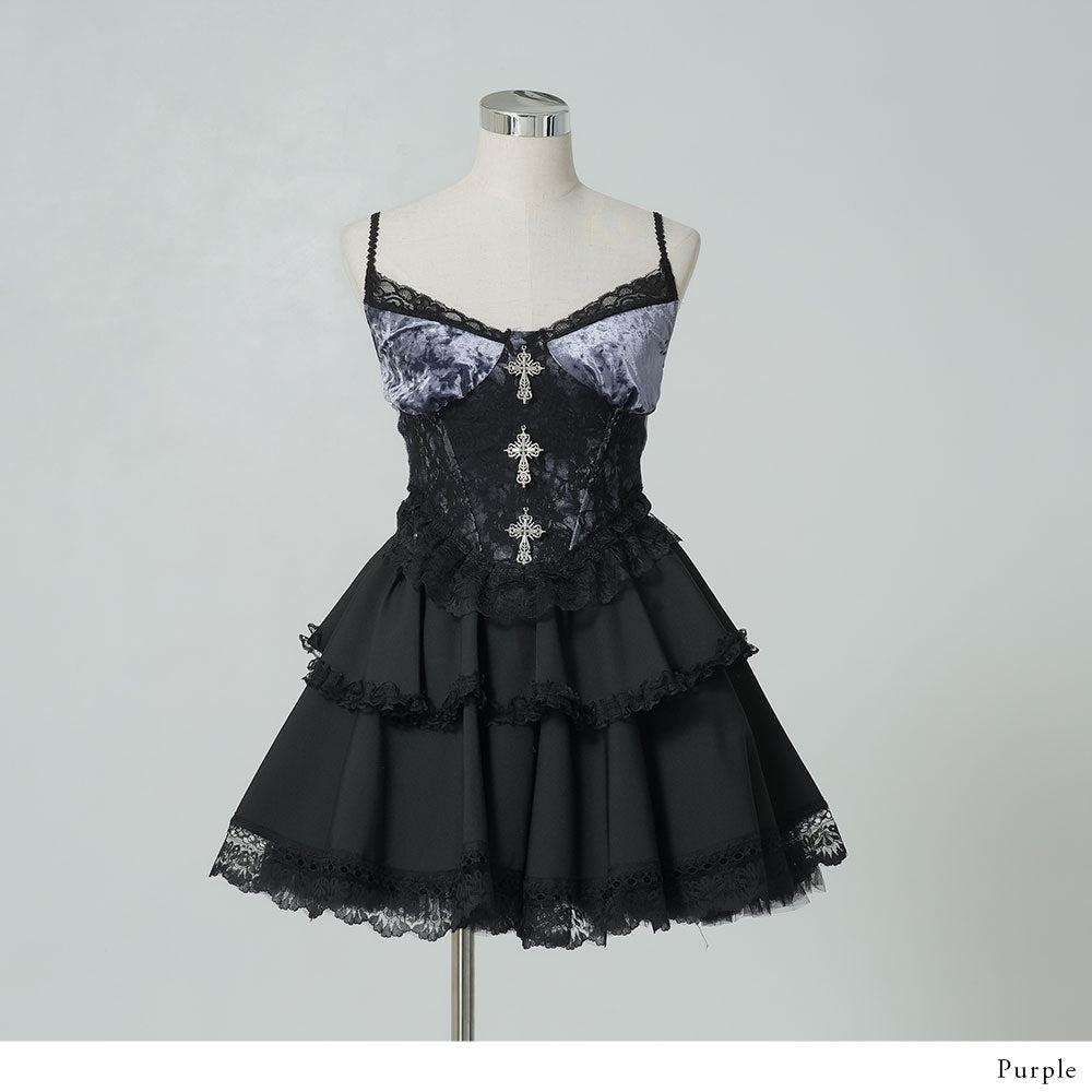 十字架チャームコルセットベロアキャミトップス – レディース