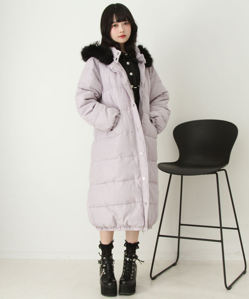 ファー付きハートスタッズロングダウンコート