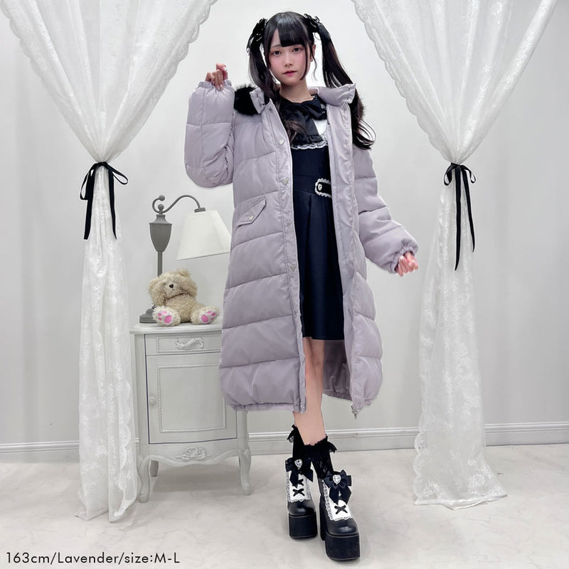 ファー付きハートスタッズロングダウンコート