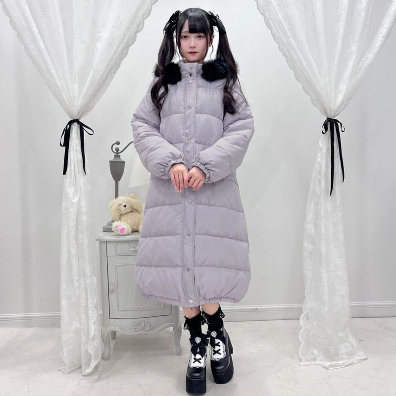 ファー付きハートスタッズロングダウンコート