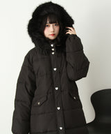 ファー付きハートスタッズロングダウンコート