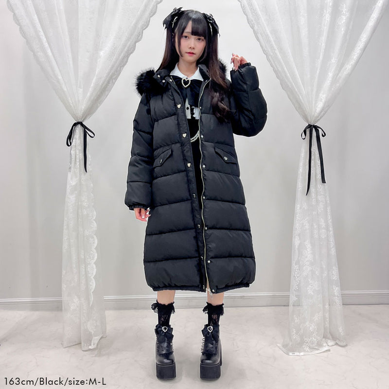 夢展望　ディアマイラブ　ファー付きハートスタッズロングダウンコート ファー付きハートスタッズロングダウンコート – レディース