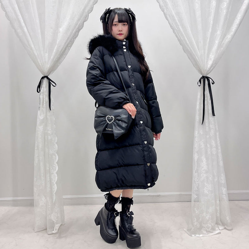 ファー付きハートスタッズロングダウンコート