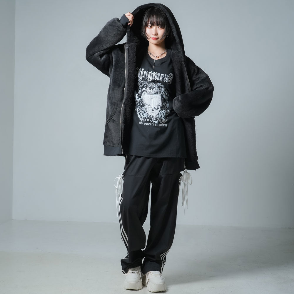 モコモコシンプルアウター★高級感たっぷり秋冬デート用 モコモコボアフードブルゾンコート【大きいサイズ有