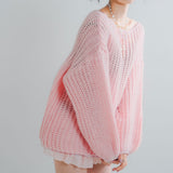 アゼ編みゆるニットトップス