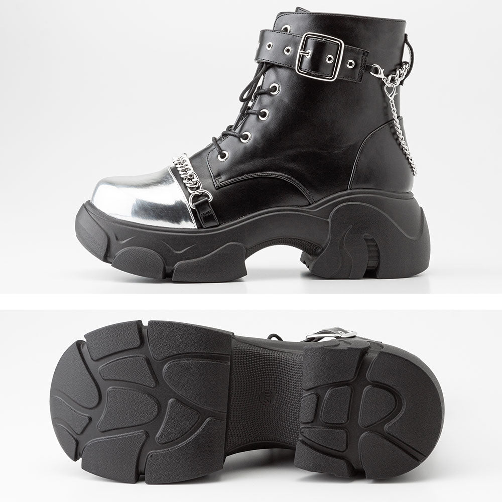 2buy20%OFFクーポン対象】ベルトチェーンシルバートウブーツ