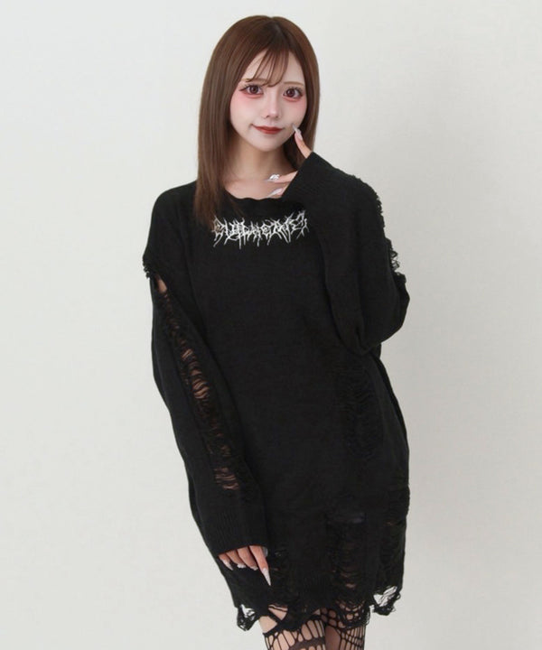 ロゴグランジビッグニット