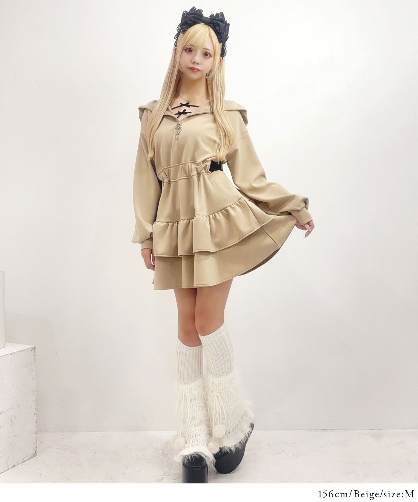 フードフリルハートキラキラティアードワンピ – レディース