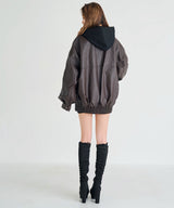 【新春セール】上質スウェットハートキラキラジップゆるピタワンピ【大きいサイズ有】