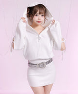 【新春セール】上質スウェットハートキラキラジップゆるピタワンピ【大きいサイズ有】