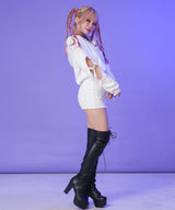 【新春セール】上質スウェットハートキラキラジップゆるピタワンピ【大きいサイズ有】