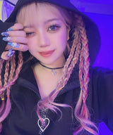 【新春セール】上質スウェットハートキラキラジップゆるピタワンピ【大きいサイズ有】