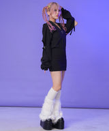 【新春セール】上質スウェットハートキラキラジップゆるピタワンピ【大きいサイズ有】