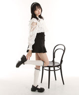 ショルダーレースフリルリボンブラウス【大きいサイズ有】