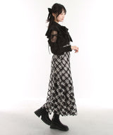 ショルダーレースフリルリボンブラウス【大きいサイズ有】