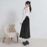 ショルダーレースフリルリボンブラウス【大きいサイズ有】