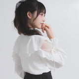 ショルダーレースフリルリボンブラウス【大きいサイズ有】