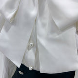 ショルダーレースフリルリボンブラウス【大きいサイズ有】