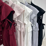 ショルダーレースフリルリボンブラウス【大きいサイズ有】