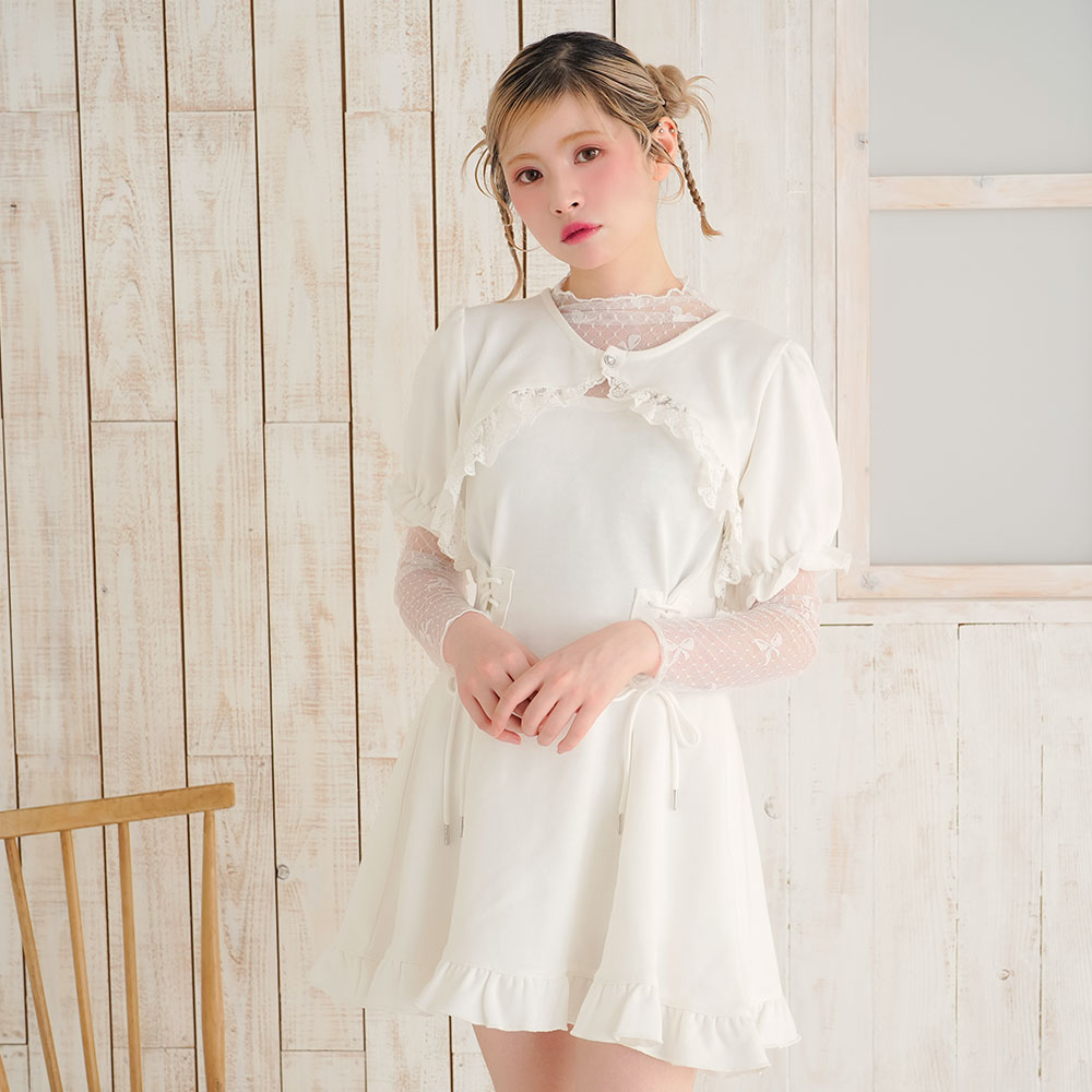poppy リボンシアートップス poppy リボンシアートップス Baby blue ribbon see-through tops(Round