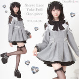 【新春セール】袖レース切替ヨークフリルワンピース