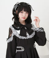 袖レース切替ヨークフリルワンピース