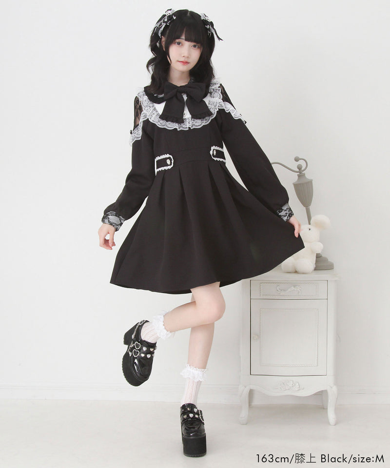 夢展望　袖レース切替ヨークフリルチュニック 袖レース切替ヨークフリルチュニックorワンピース – レディース