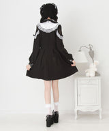 袖レース切替ヨークフリルワンピース