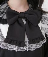 袖レース切替ヨークフリルワンピース