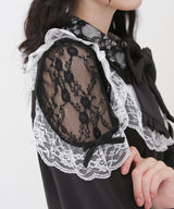 袖レース切替ヨークフリルワンピース