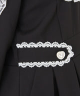 袖レース切替ヨークフリルワンピース