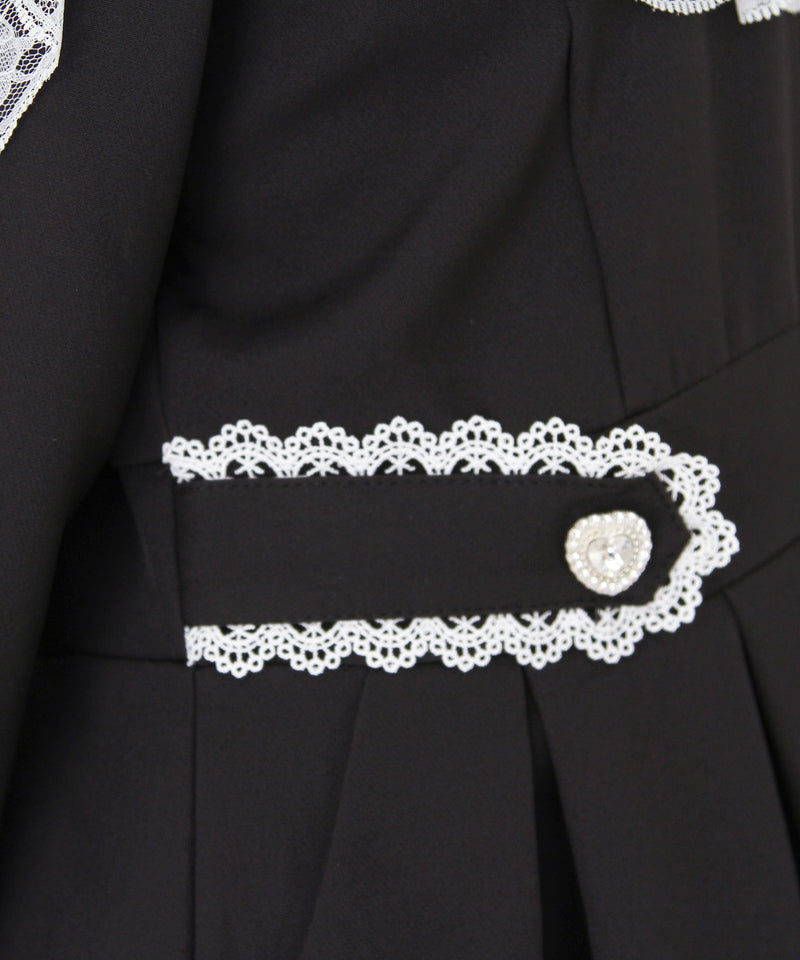 袖レース切替ヨークフリルワンピース