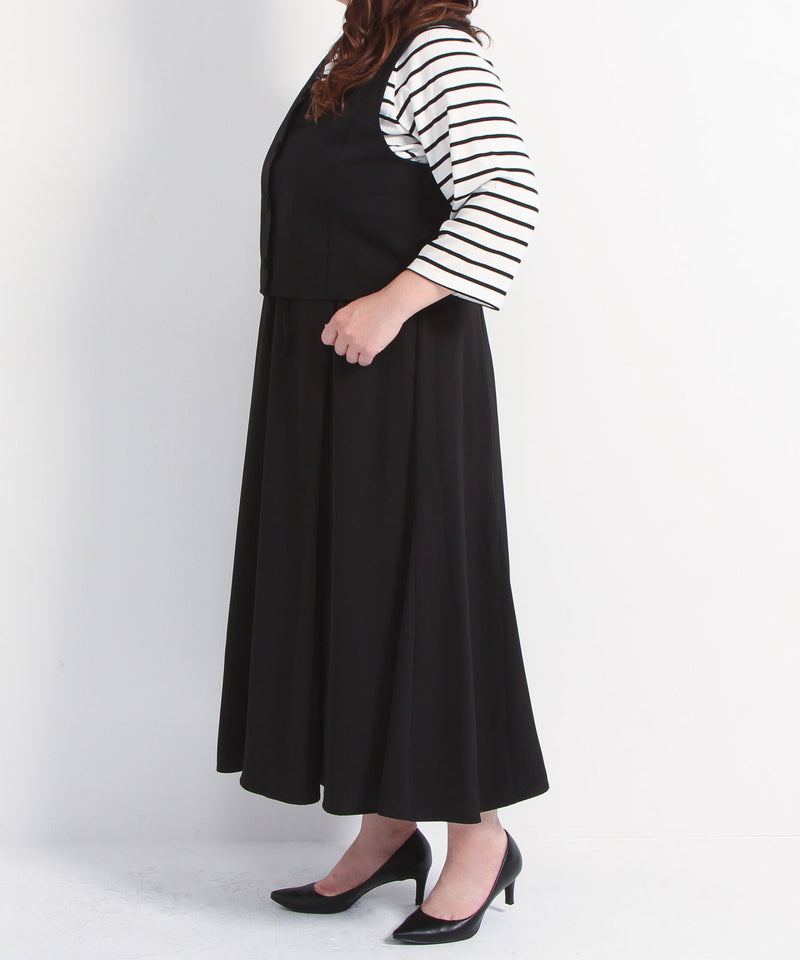 【3L~6L】ショート丈バックベルトベスト【大きいサイズ】　　