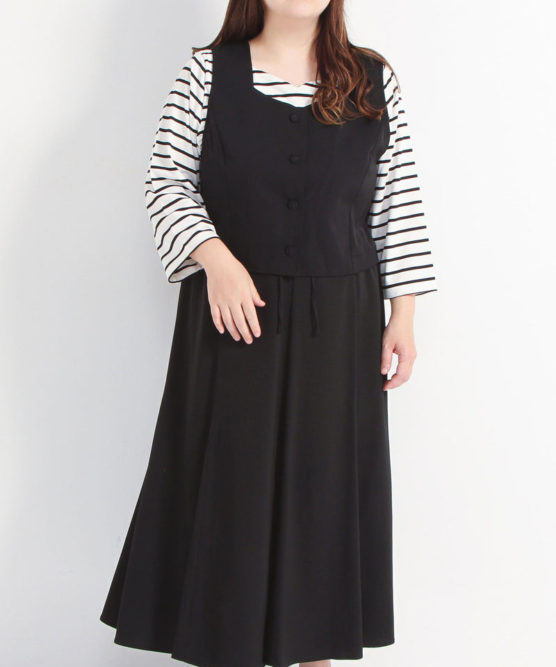 【3L~6L】ショート丈バックベルトベスト【大きいサイズ】　　