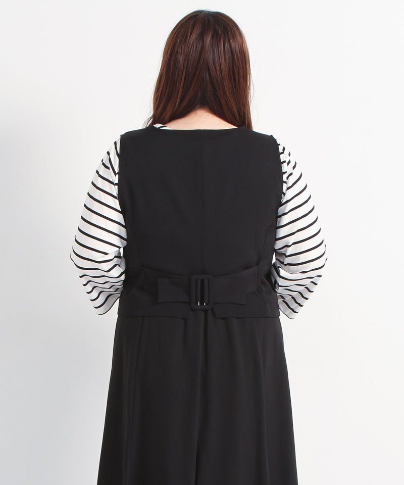 【3L~6L】ショート丈バックベルトベスト【大きいサイズ】　　