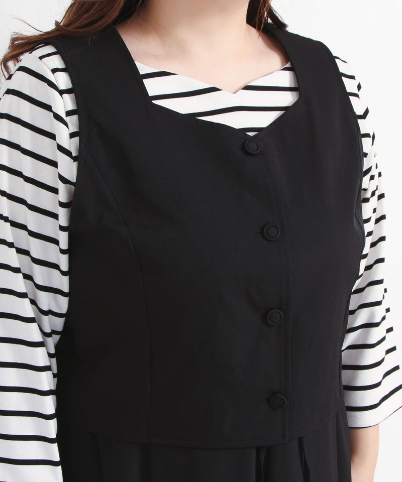 【3L~6L】ショート丈バックベルトベスト【大きいサイズ】　　