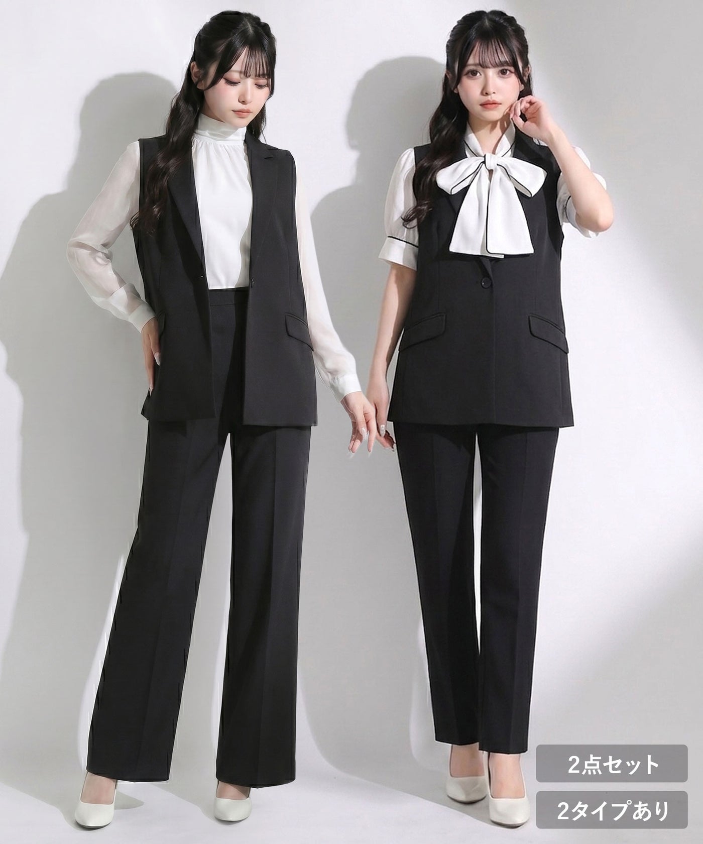 SLATL&DEAN パンツセットアップ ベスト付き スーツ meilmada セットアップ ジャケット×ベスト×パンツ 3点SET レディース