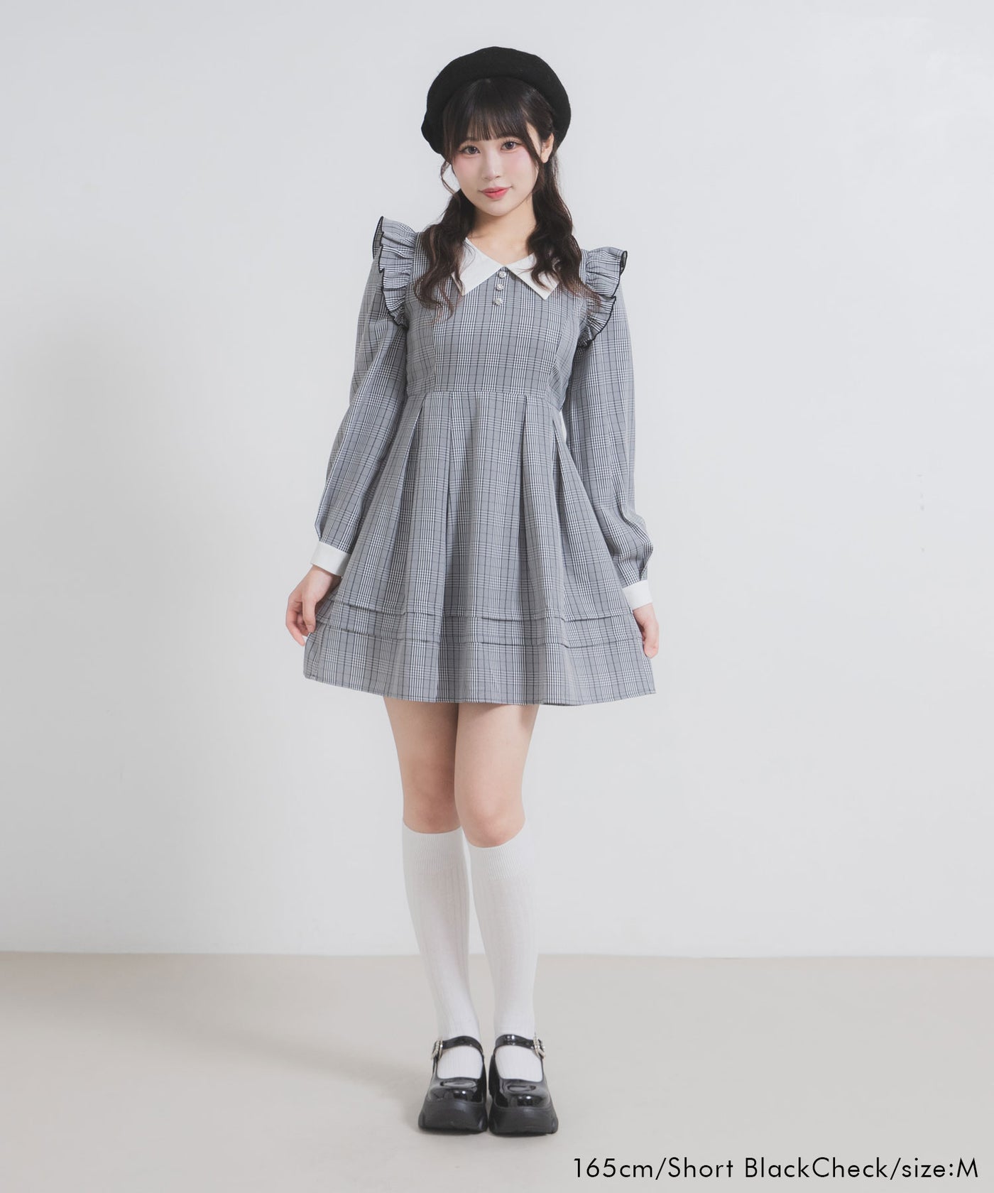 Chesty フリルタックワンピース DearMyLoveRose（ディアマイラブローズ） ワンピース 配色角襟フリル