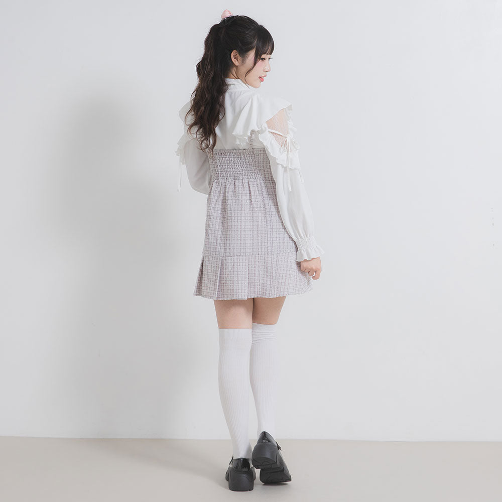 [大きいサイズ]組曲　フォーマルスーツセットアップ　ツイード　ラメ　カシミヤ KUMIKYOKU NAVY】ラメループモールツイード ジャケット / 組曲
