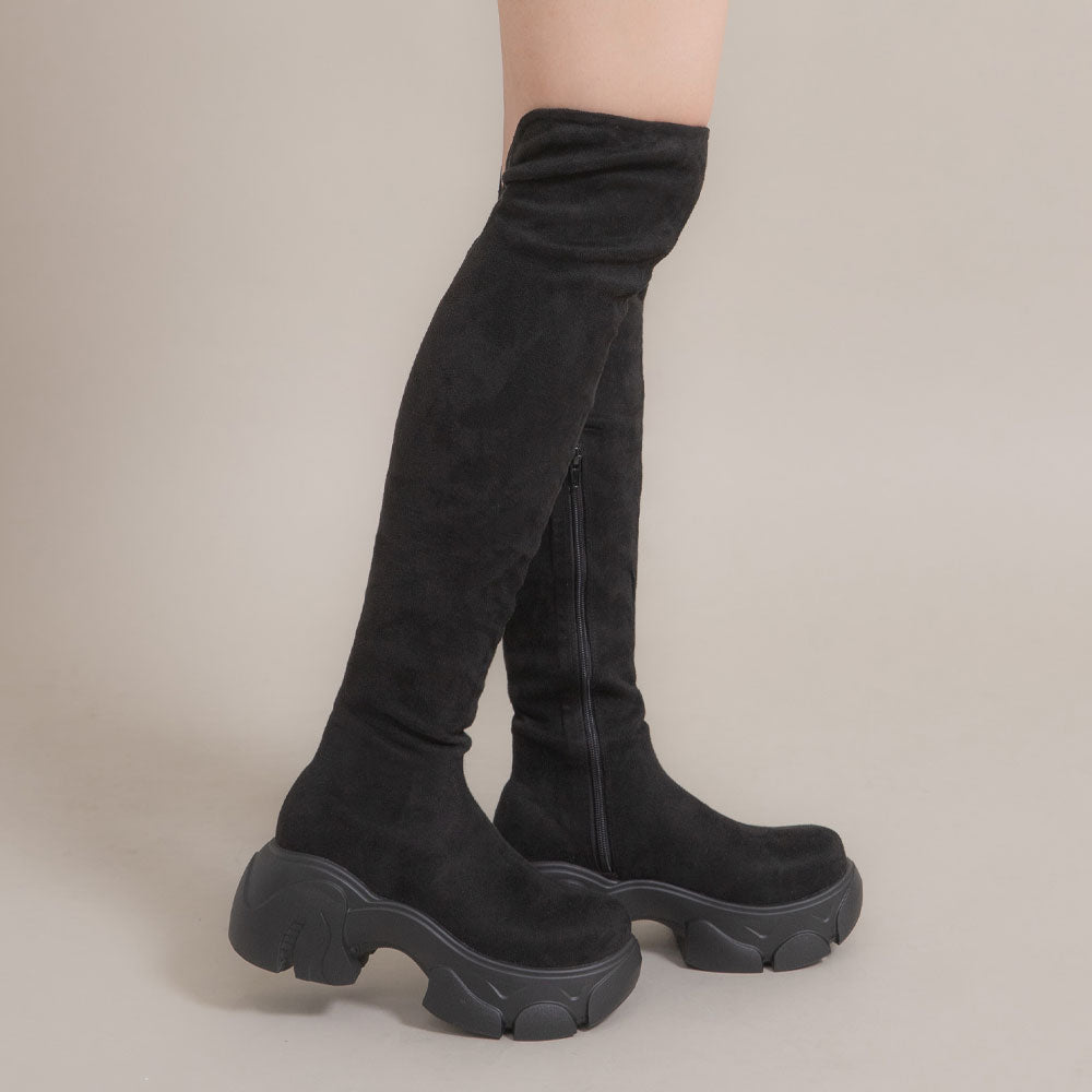 ☆ NEW【日本未入荷】ニーハイ スリムフィット ブーツ Newlyme ブーツ 5cmローヒール楽チンニーハイブーツ