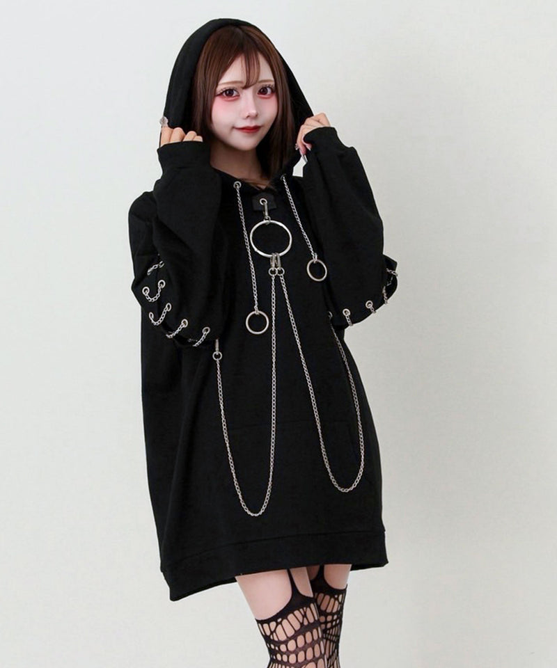 新品 かわいい ポーズ ドレス ゴシックガール インスタグラマー ビッグパーカー まとめ買い対象】ビッグリングチェーンパーカー – レディース