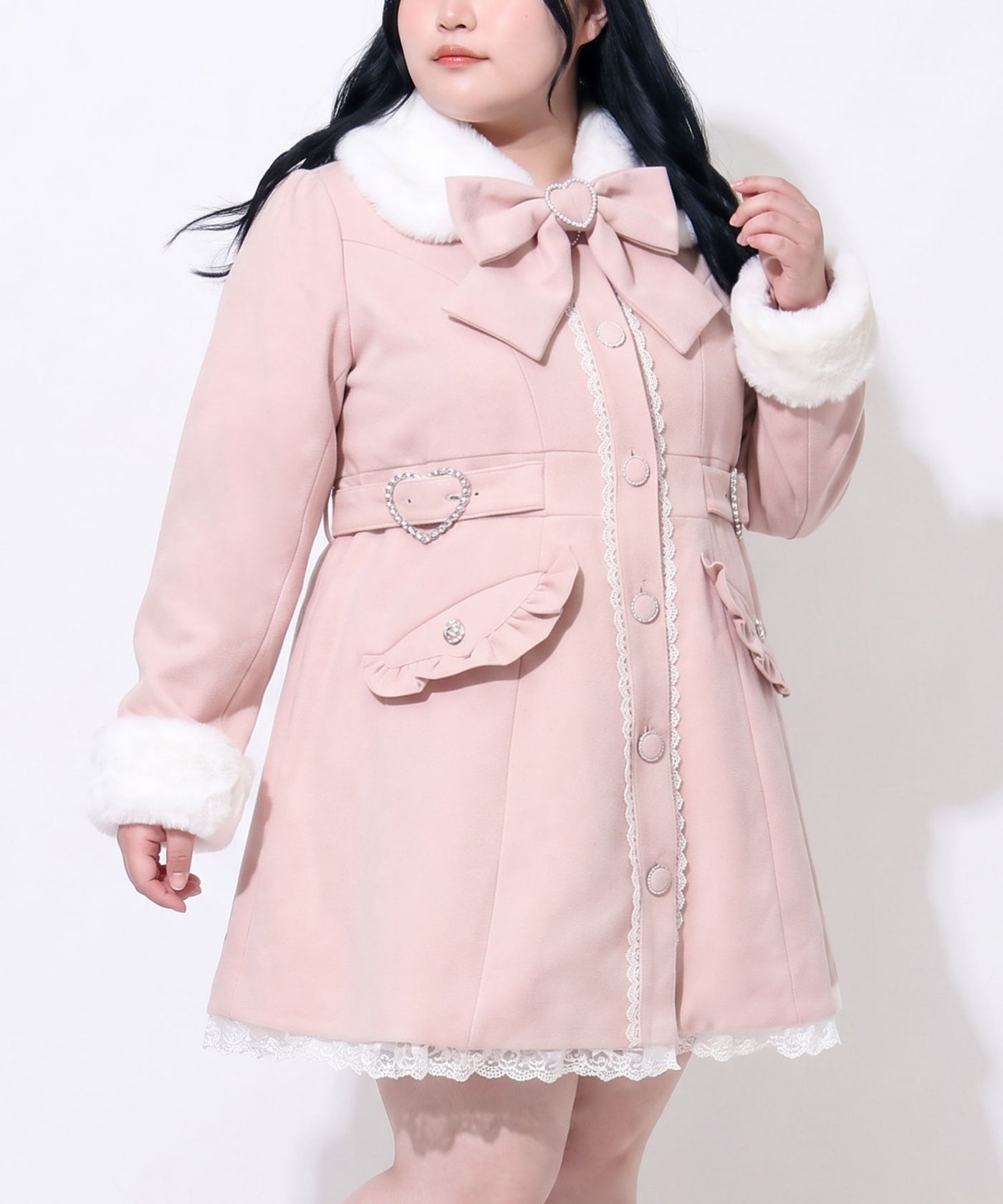 週末限定！お値下げ♡ ピンクハウス ホワイトフリル付きコート ハートたっぷりフリルAラインファーコート – レディースファッション