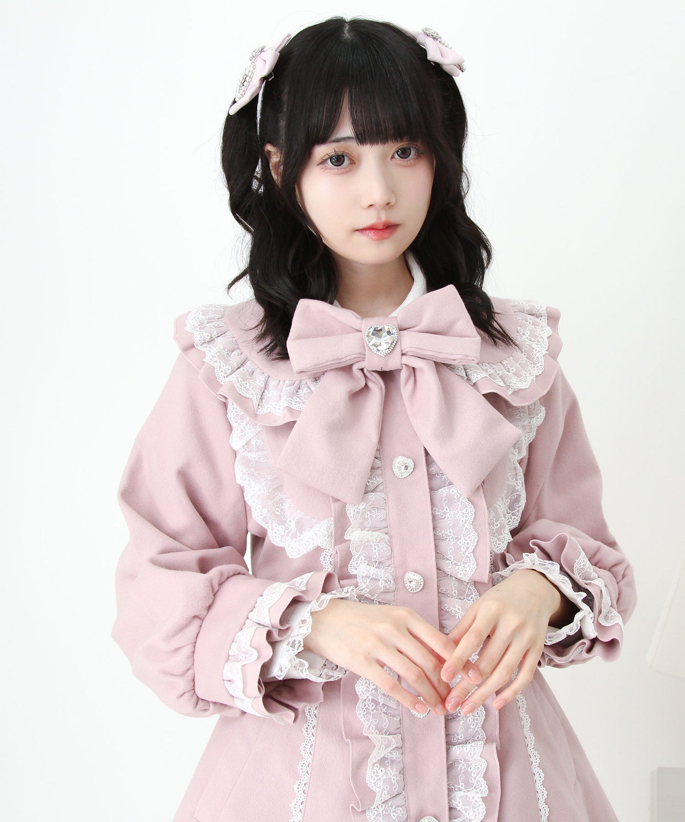 丸襟ヨークリボンフリルコート – レディースファッション通販の