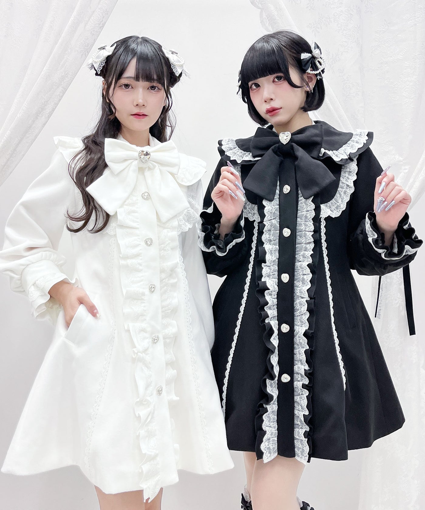 丸襟ヨークリボンフリルコート – レディースファッション通販の