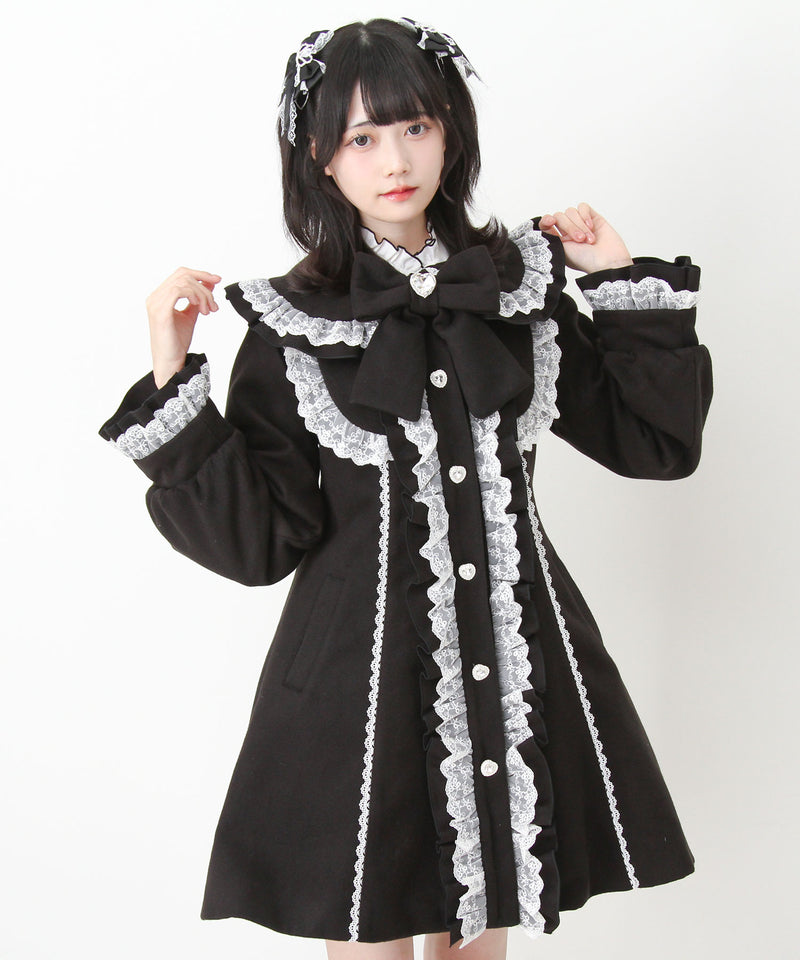 丸襟ヨークリボンフリルコート – レディースファッション通販の