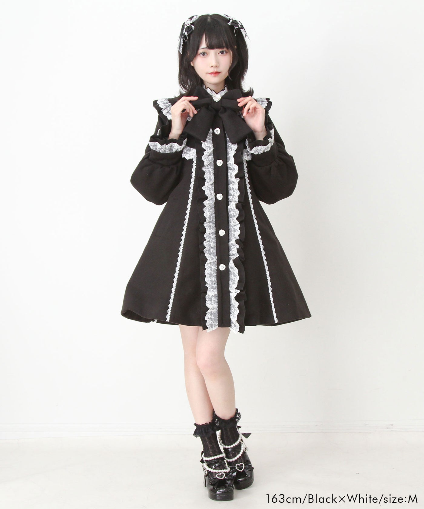 丸襟ヨークリボンフリルコート – レディースファッション通販の夢展望